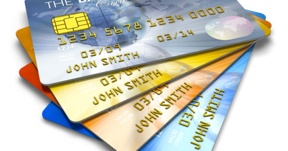 Set of color credit cards