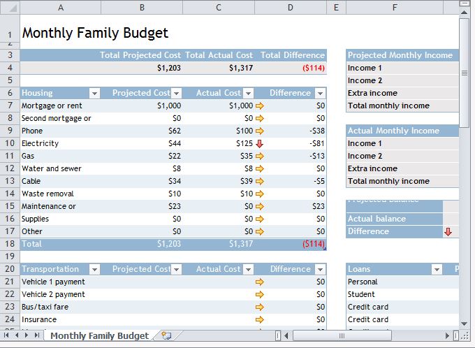 Family-Monthly-Budget-Template