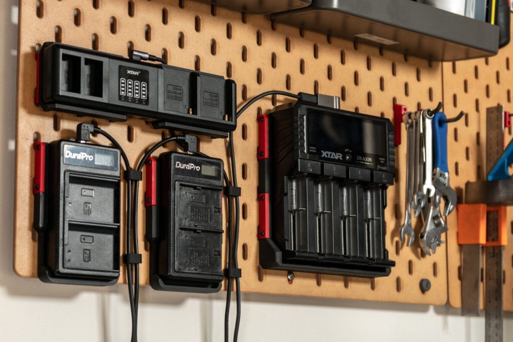 Magnetic Modular Camera Charger Station with IKEA Skadis Pegboard.
